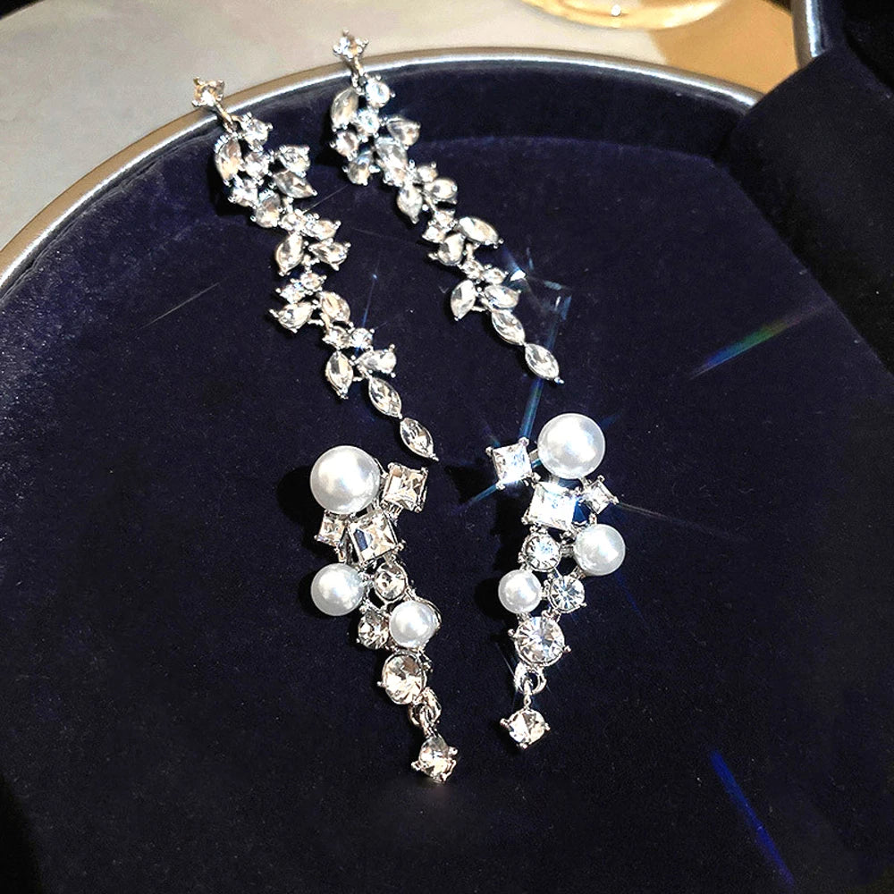 Strass-Ohrringe Blatt – Party & Hochzeit"