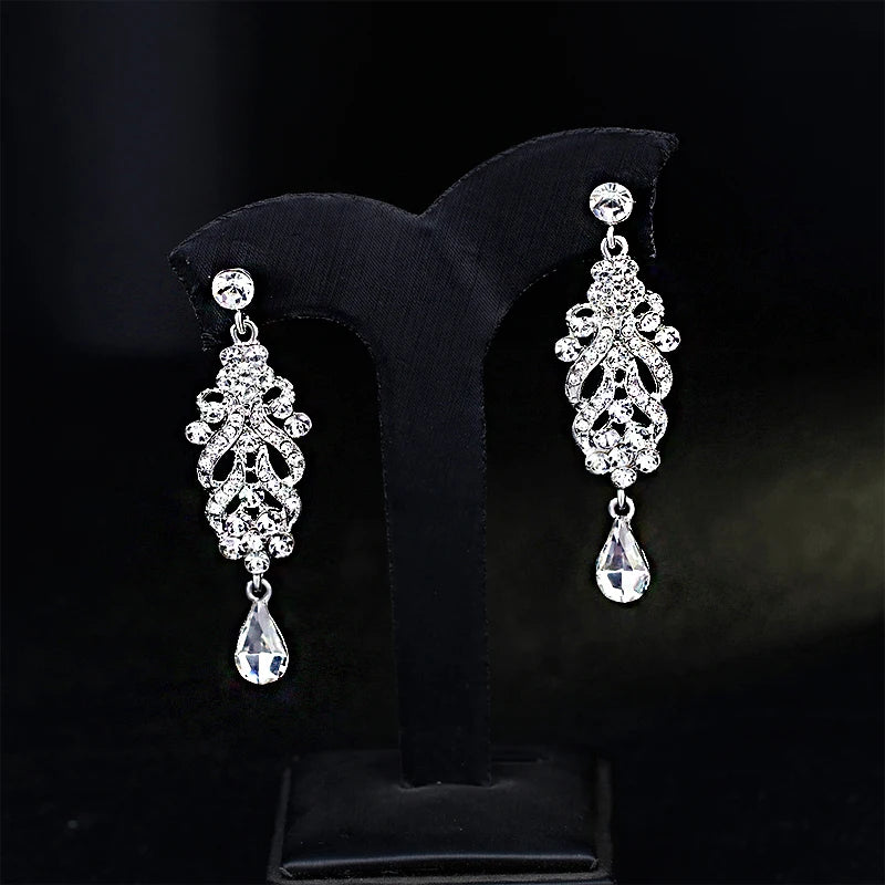 Strass-Ohrringe Blatt – Party & Hochzeit"