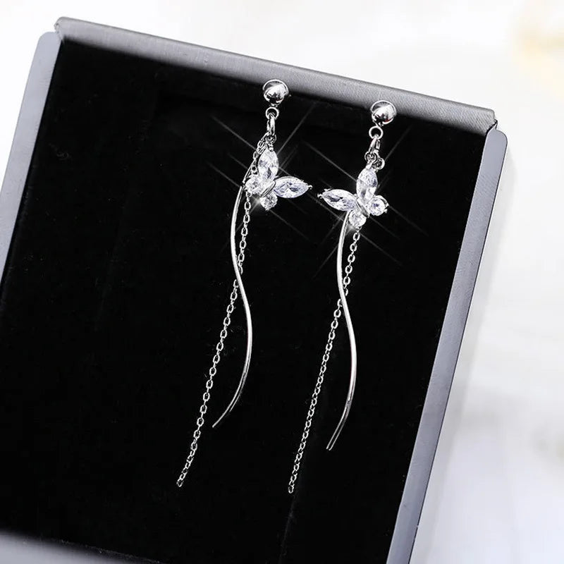 Strass-Ohrringe Blatt – Party & Hochzeit"