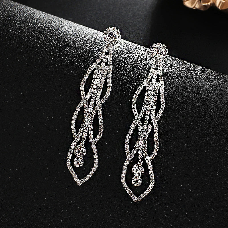 Strass-Ohrringe Blatt – Party & Hochzeit"