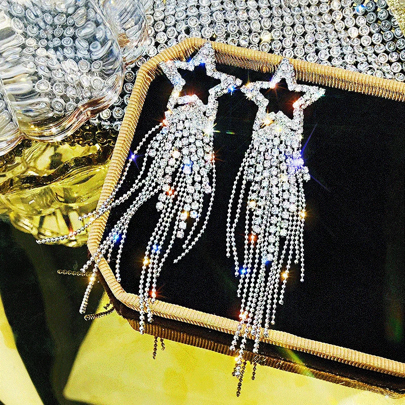 Strass-Ohrringe Blatt – Party & Hochzeit"