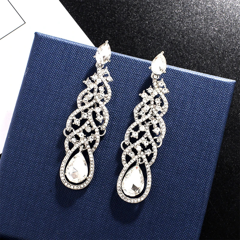 Strass-Ohrringe Blatt – Party & Hochzeit"